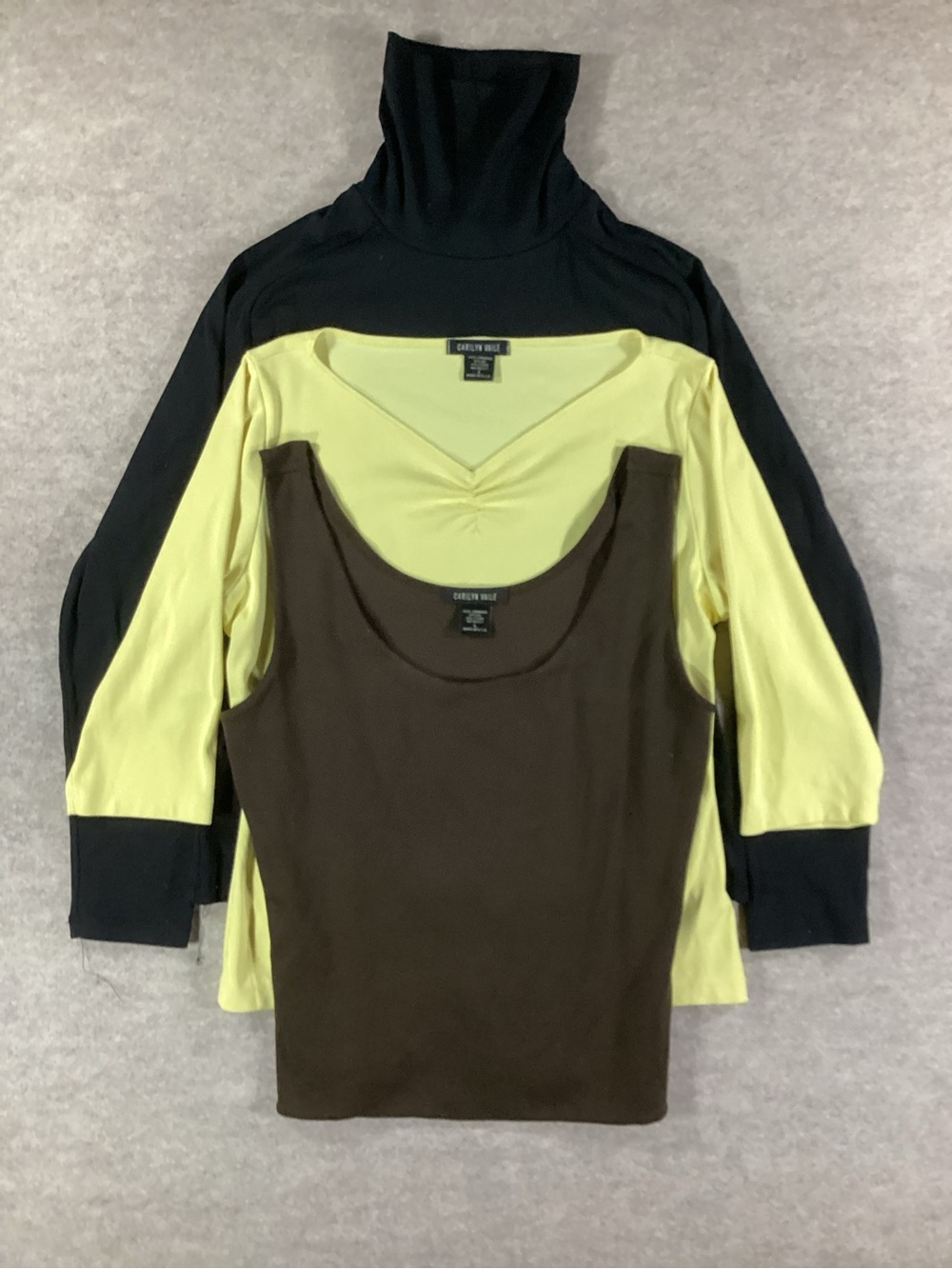 Carilyn Valle 3 piece lot - Tops - tank shirt turtleneck - yellow brown black